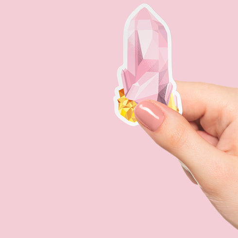 Rose Quartz Crystal Premium Vinyl Sticker, Libra Birthstone, Bohemian Art Laptop Decal